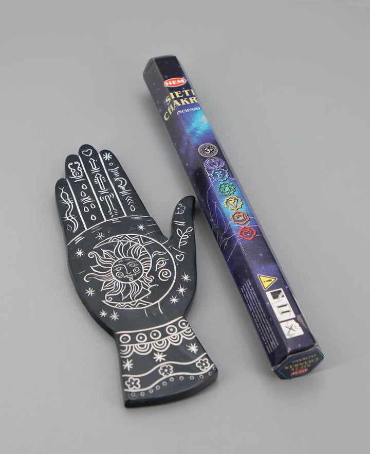 Artistic Palmistry Design Incense Burner with Chakra Incense Pack - Incense Holders
