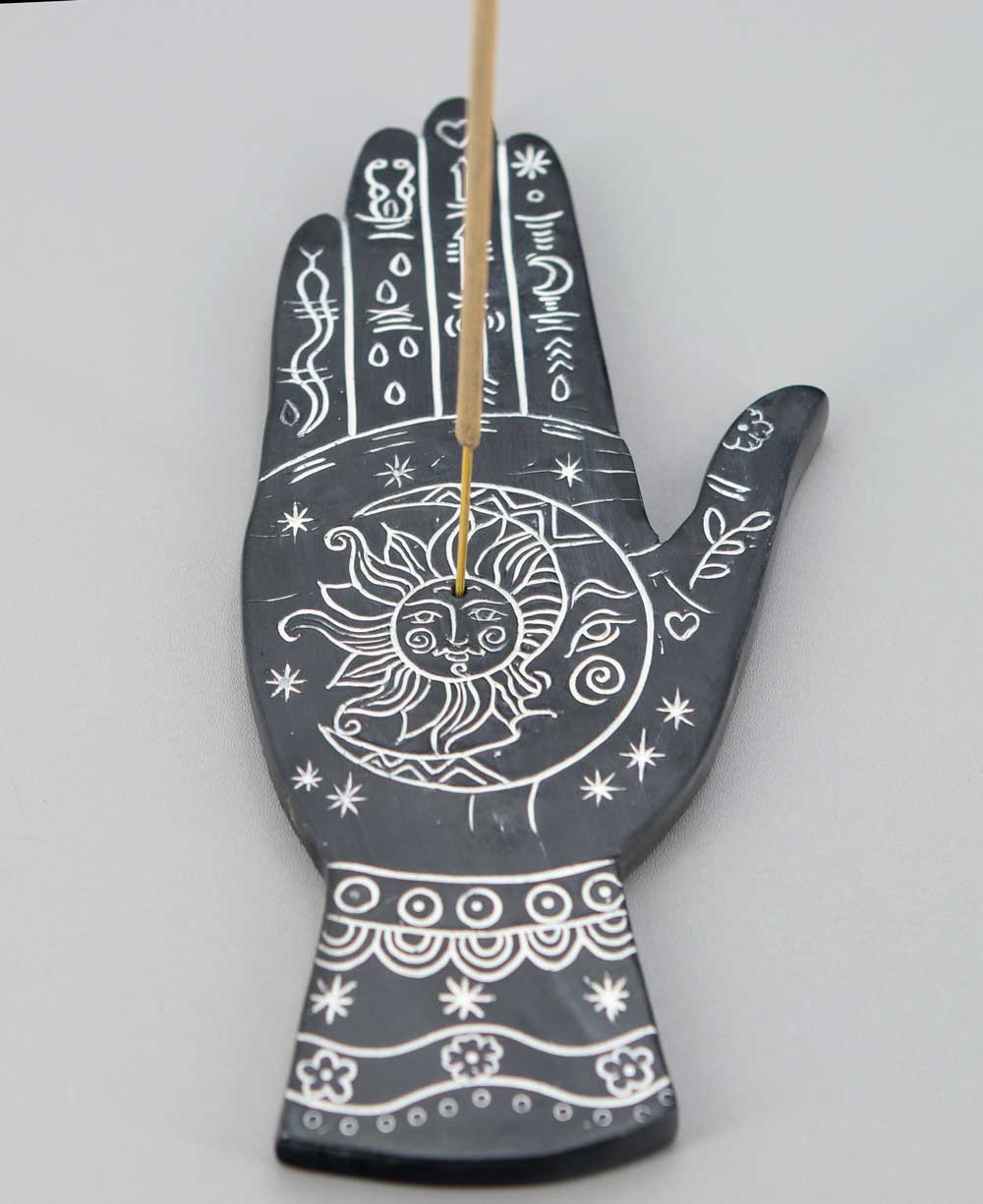 Artistic Palmistry Design Incense Burner with Chakra Incense Pack - Incense Holders