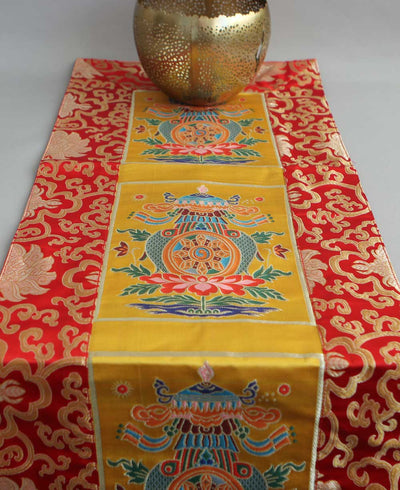 Auspicious Symbols Brocade Altar Mat and Table Runner - Table Runners