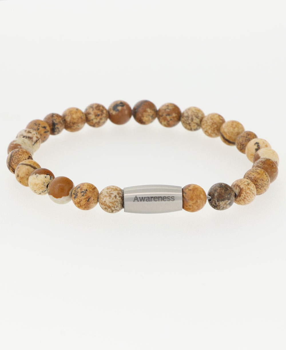 Awareness Picture Jasper Gemstone Bracelet - Bracelets 7"