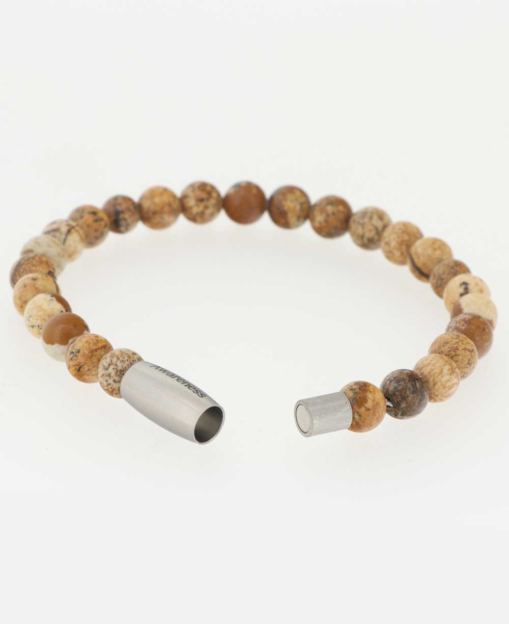 Awareness Picture Jasper Gemstone Bracelet - Bracelets 7"