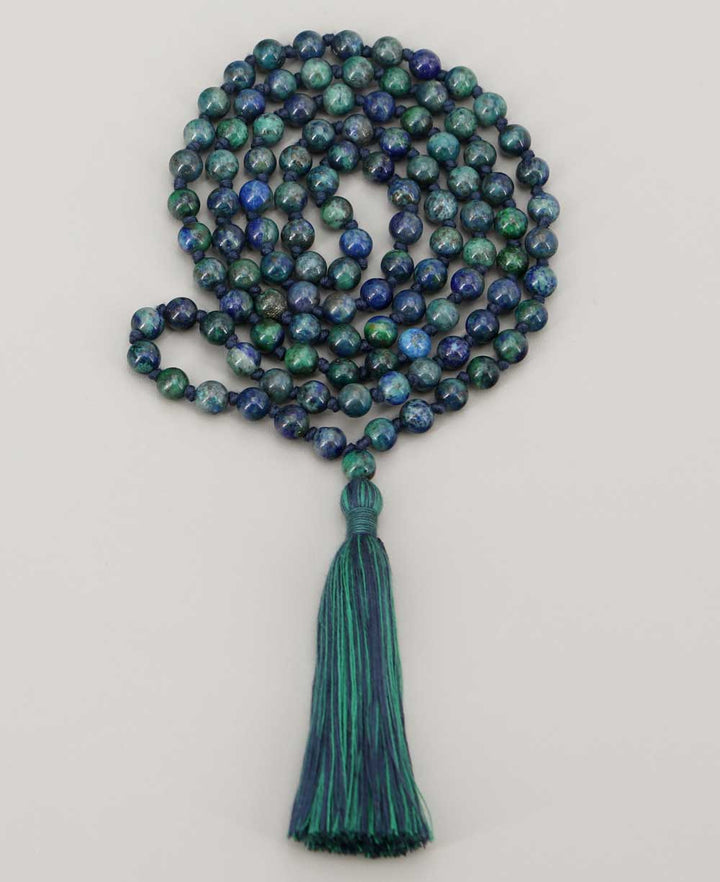 Azurite 108 Beads Meditation Mala, Knotted - Prayer Beads