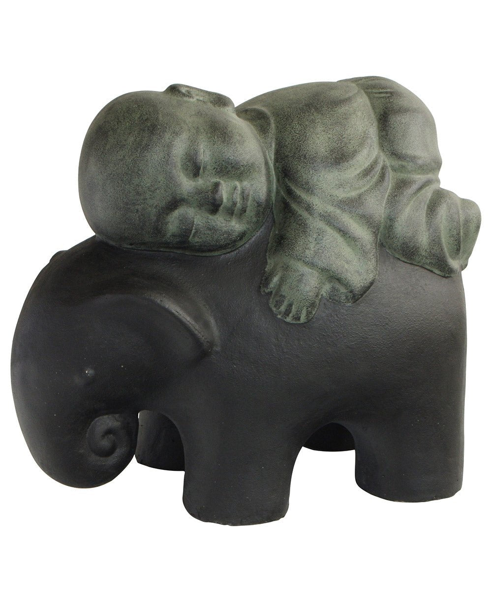 Baby Monk and Elephant Garden Statue - Sculptures & Statues