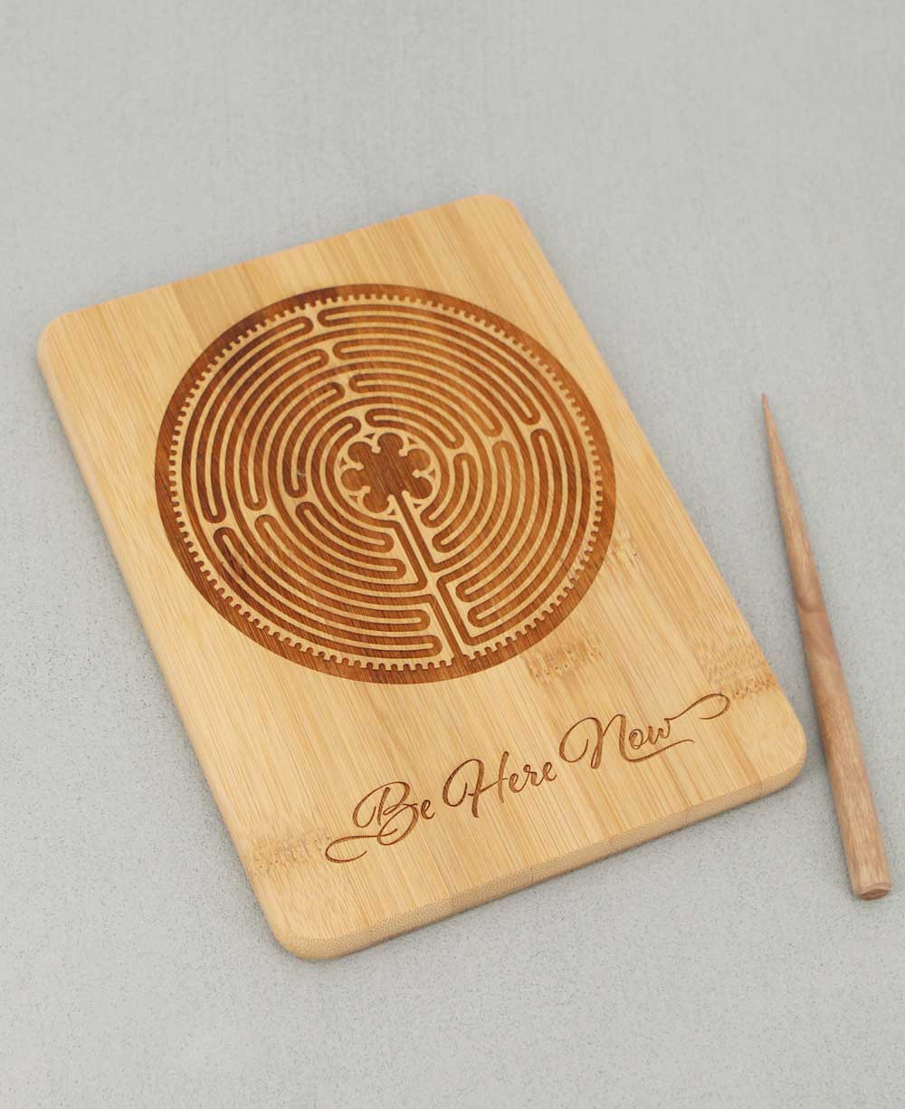Be Here Now Bamboo Meditation Labyrinth with Wood Stylus -