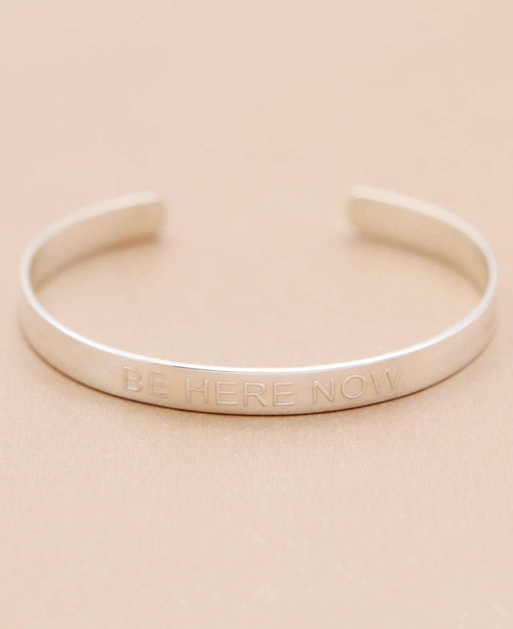 Be Here Now Embossed Sterling Cuff Bracelet - Bracelets