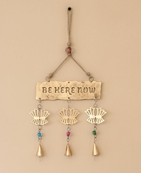 Be Here Now Fairtrade Triple Lotus Wall Hanging - Wind Chimes