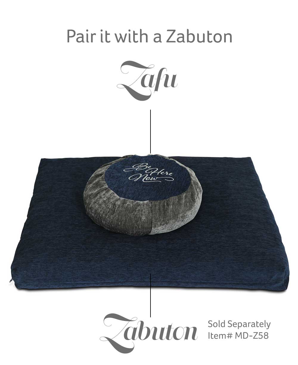 Be Here Now Grey Blue Meditation Zafu Cushion - Massage Cushions
