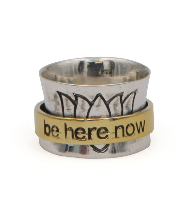 Be Here Now Meditational Spinning Lotus Ring - Rings Size 6