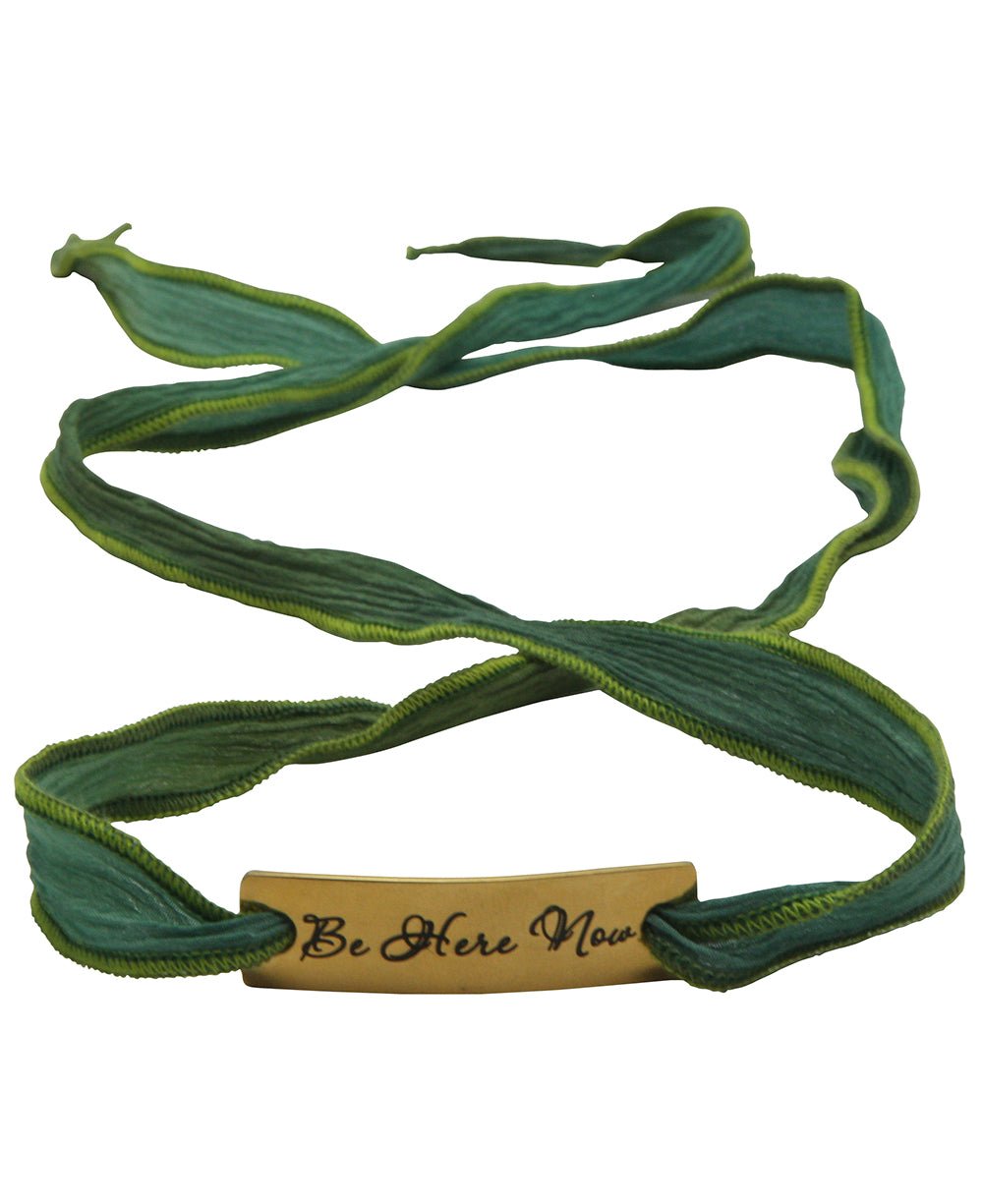 Be Here Now Silk Wrap Bracelet - Bracelets Green