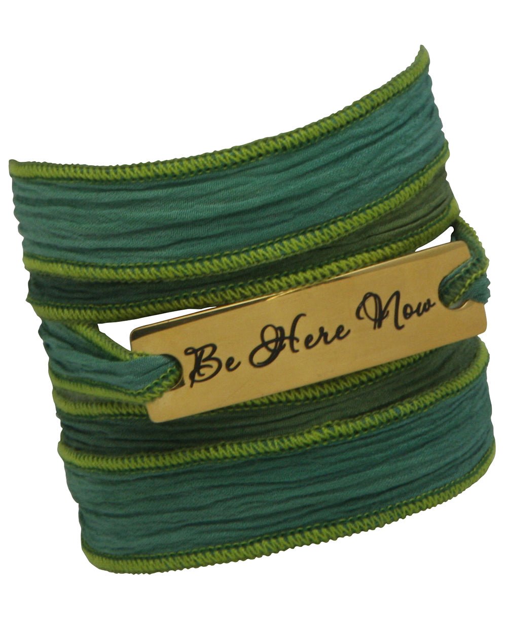 Be Here Now Silk Wrap Bracelet - Bracelets Green