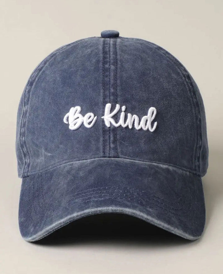 Be Kind Embroidered Baseball Cap - Cap Dark Blue