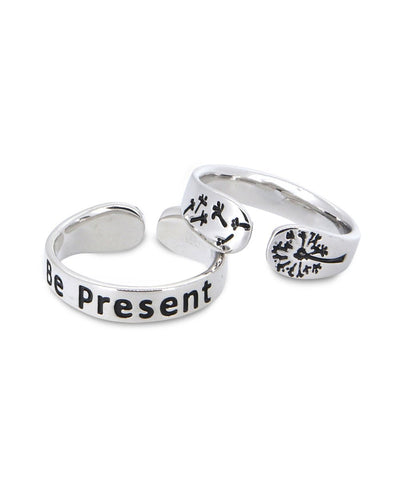 Be Present Inspirational Adjustable Mantra Ring - Rings