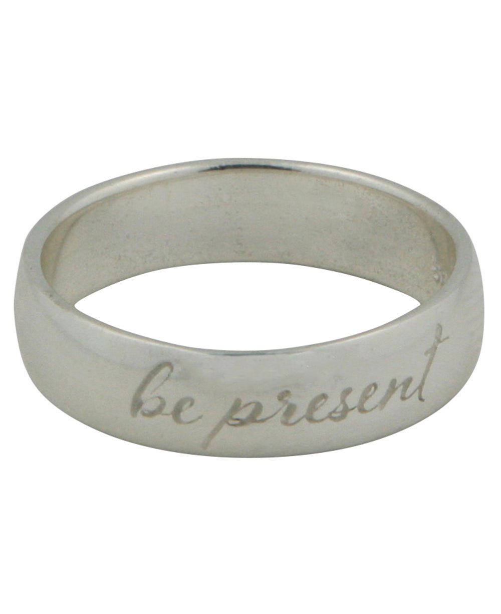 Be Present Inspirational Sterling Silver Ring - Rings Size 6