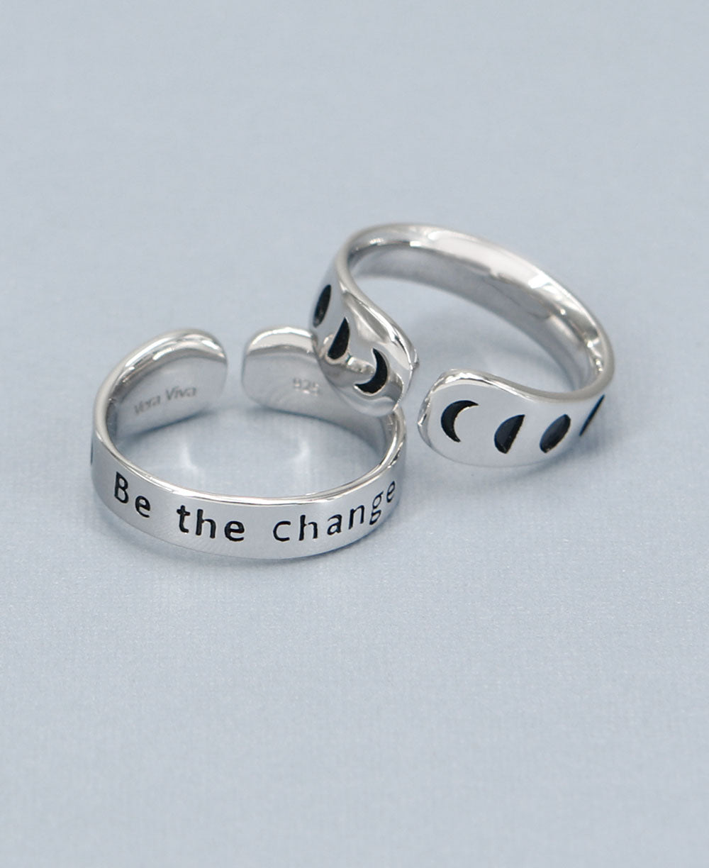 Be The Change Moon Phase Adjustable Inspirational Sterling Silver Ring - Rings