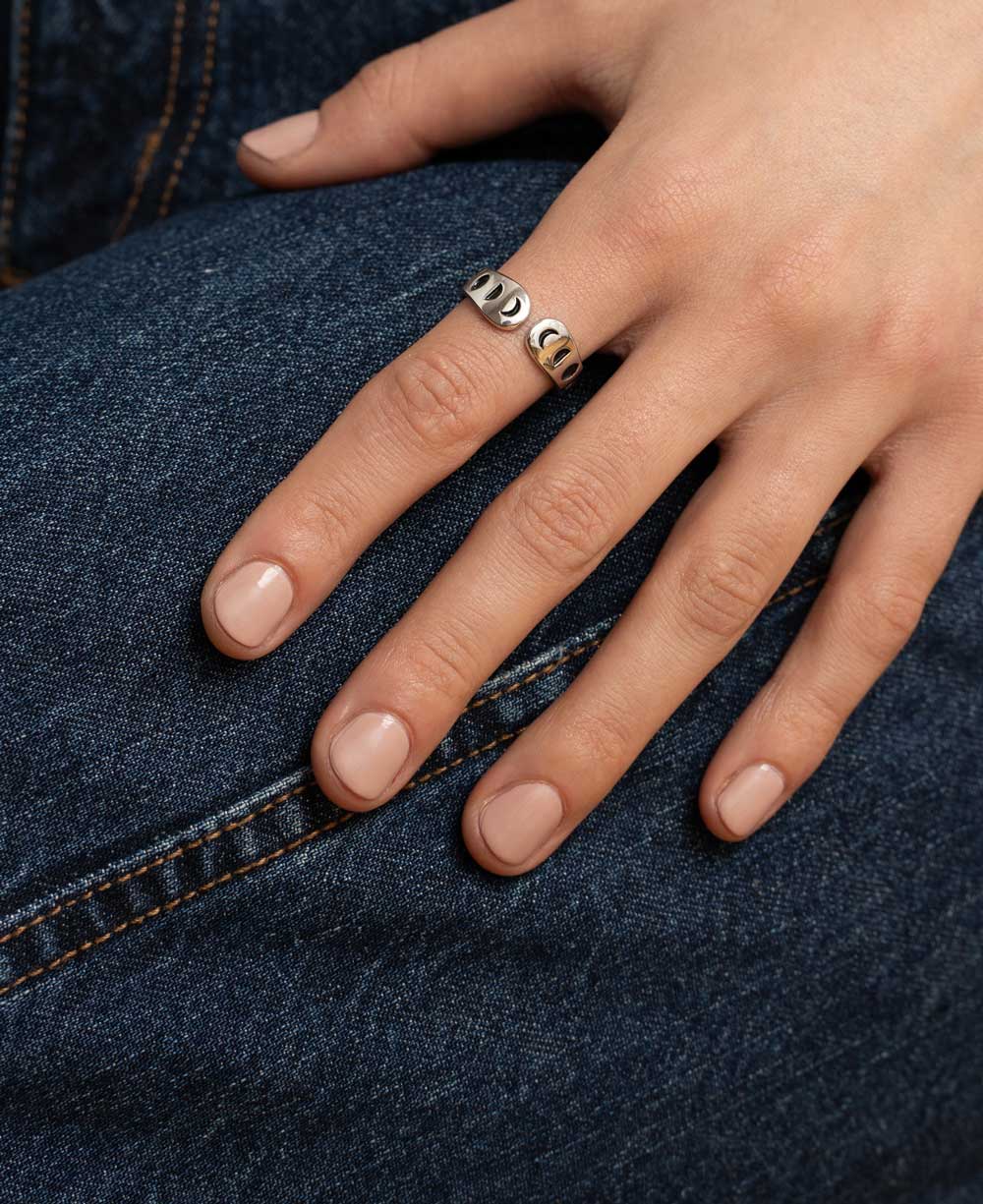 Be The Change Moon Phase Adjustable Inspirational Sterling Silver Ring - Rings