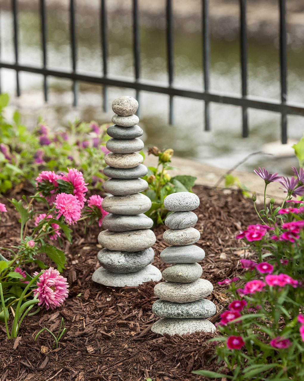  Happy Gardens Zen Stacked Rocks Sculpture  Cairn Statue  Balancing Rock Stone Decor for Japanese Garden : Patio, Lawn & Garden