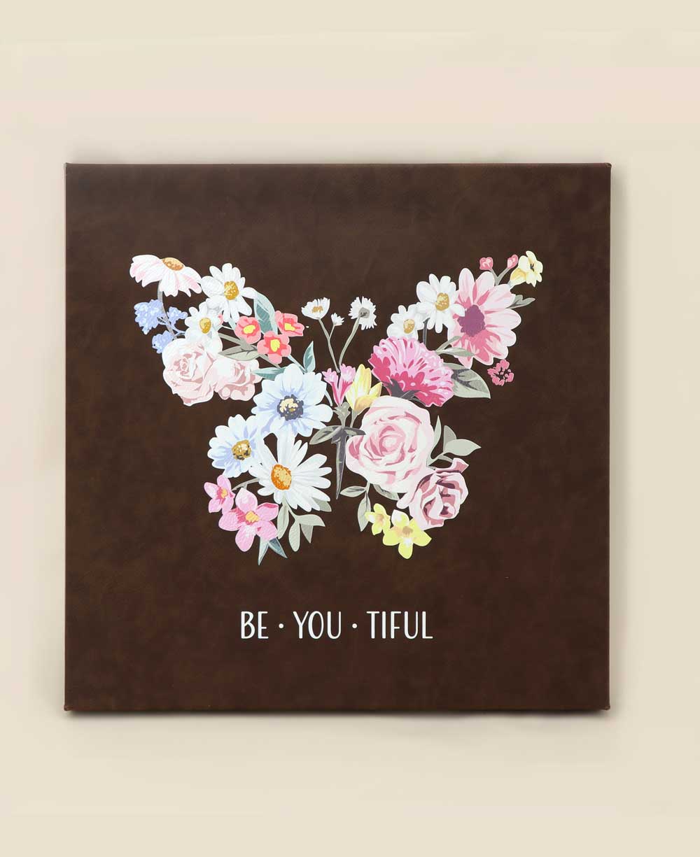 BeYouTiful Inspirational Art Floral Butterfly Wall Hanging - Posters, Prints, & Visual Artwork Brown