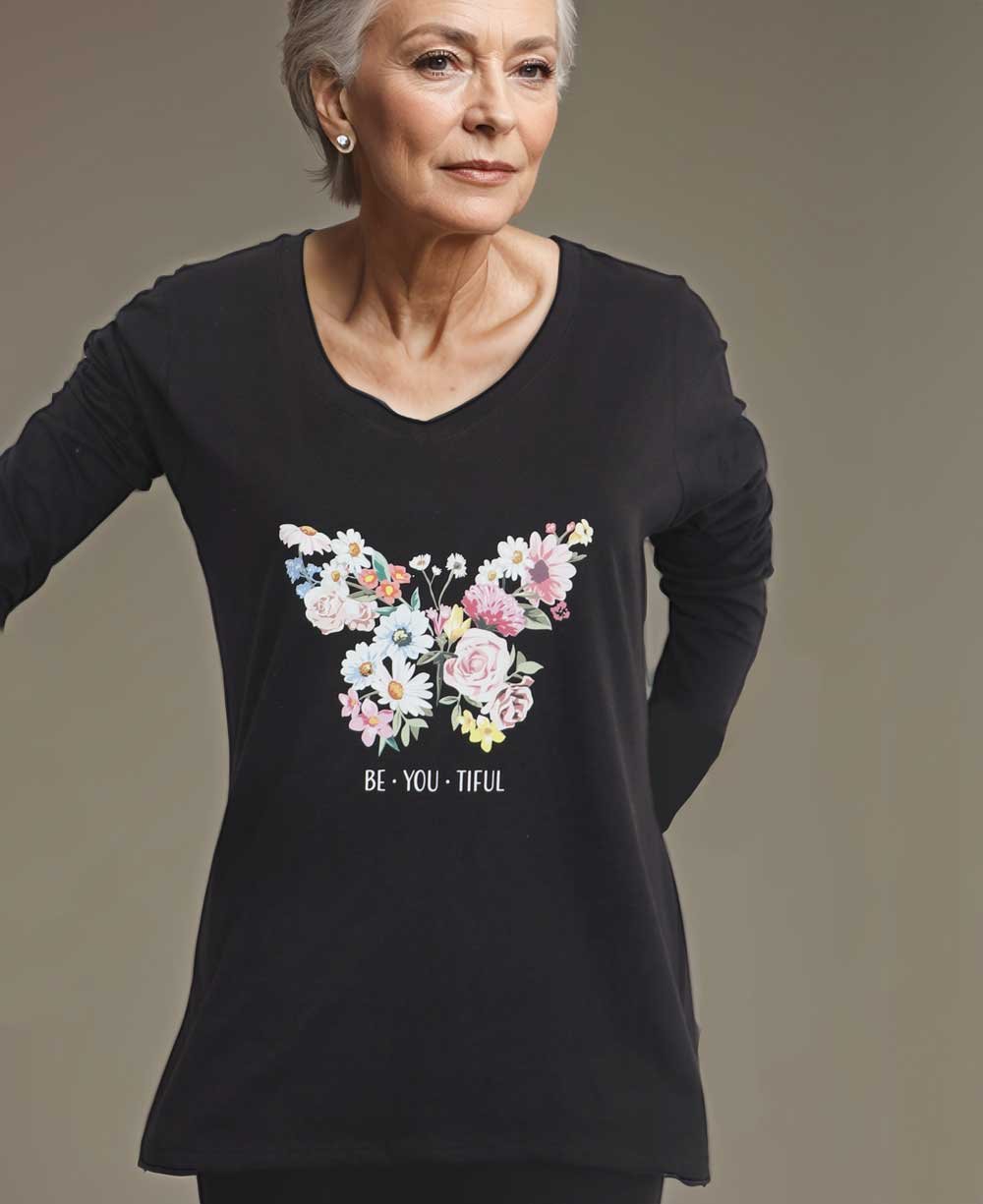 BeYouTiful Women's T-Shirt with Butterfly Design - Shirts & Tops S
