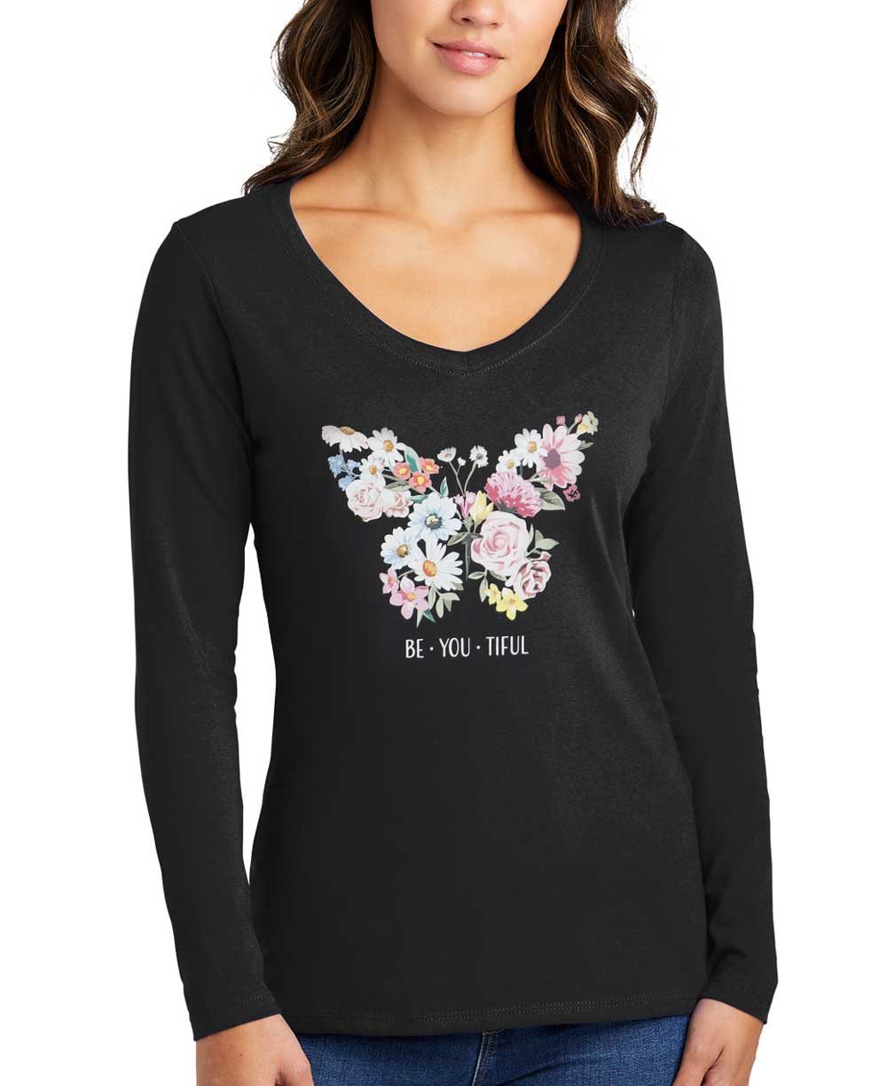 BeYouTiful Women's T-Shirt with Butterfly Design - Shirts & Tops S