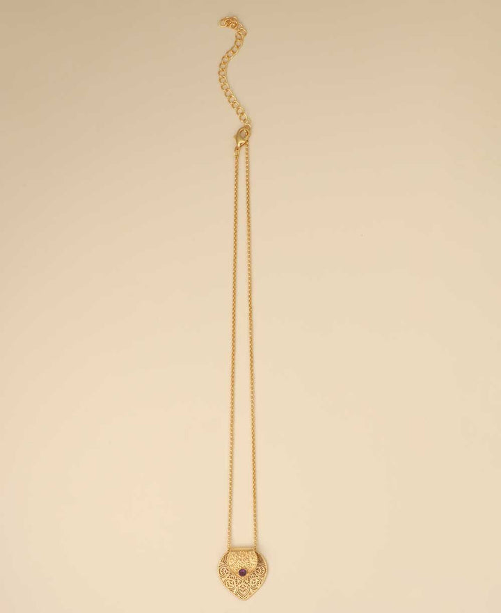 Birthstone Gemstone Gold Plated Brass Lotus Petal Mandala Necklace - Necklaces Jan (Garnet)