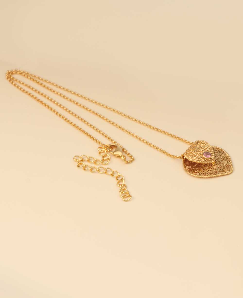 Birthstone Gemstone Gold Plated Brass Lotus Petal Mandala Necklace - Necklaces Jan (Garnet)