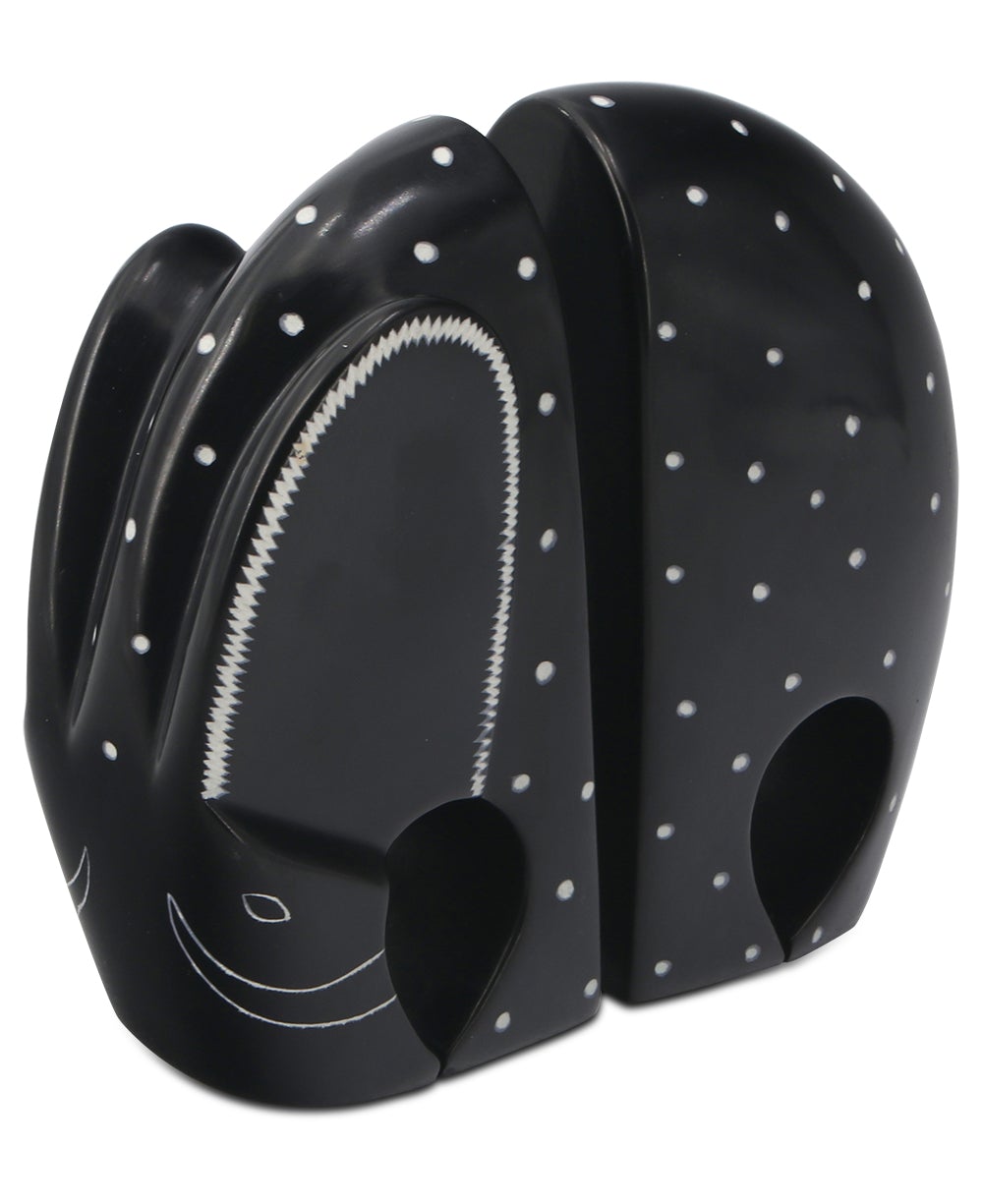 Black Kisii Elephant Soapstone Bookends - Bookends