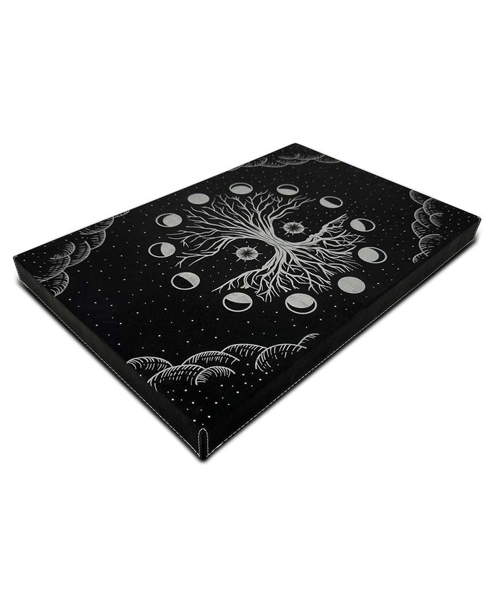Black Leatherette Tree of Life & Moon Phases Wall Hanging – A Symbol of Our Journey and Interconnectedness - Posters, Prints, & Visual Artwork