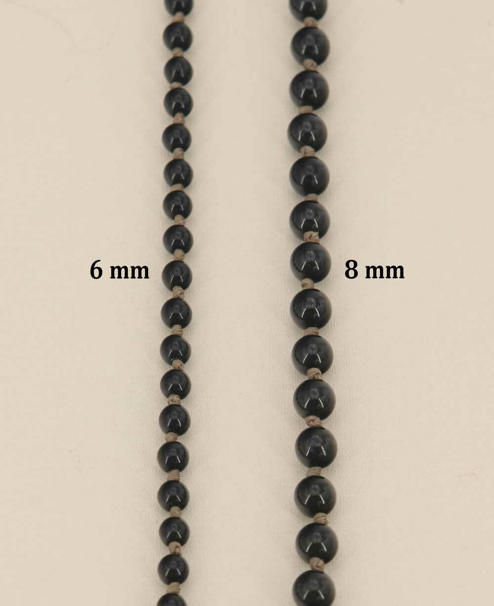 Black Onyx and Lapis Meditation Mala, Knotted 108 Beads - Prayer Beads 8mm