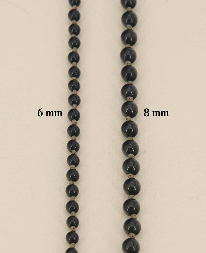 Black Onyx and Lapis Meditation Mala, Knotted 108 Beads - Prayer Beads 8mm