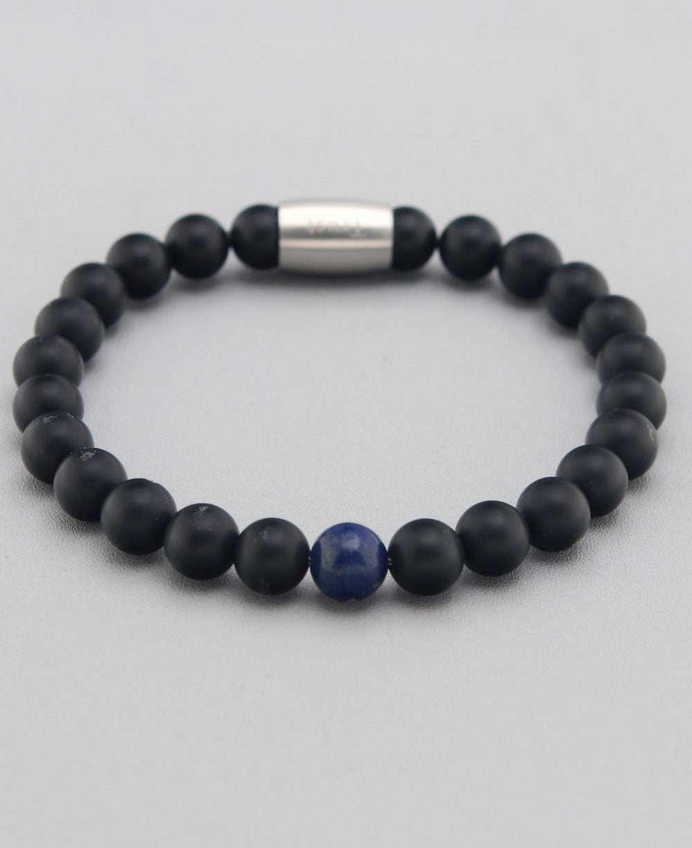 Black Onyx With Lapis Gemstone Trust Bracelet for Men and Women - Women's Size
