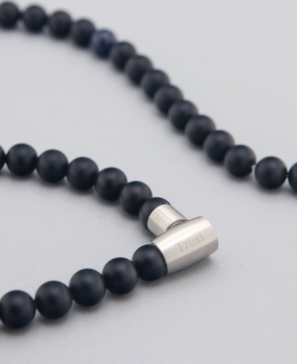 Black Onyx With Lapis Gemstone Trust Bracelet for Men and Women - Women's Size