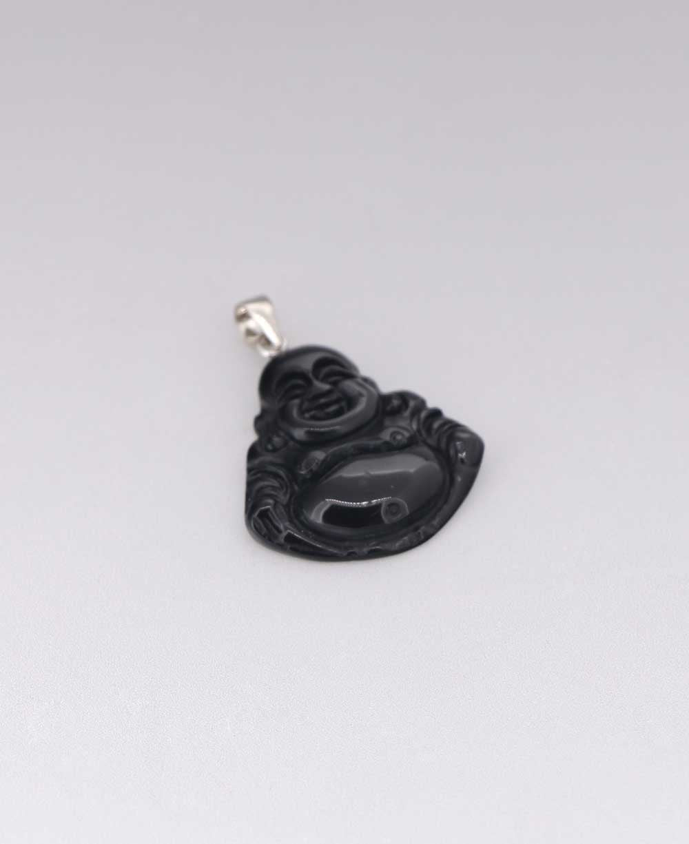 Black Onyxand Sterling Silver Happy Buddha Pendant - Charms & Pendants