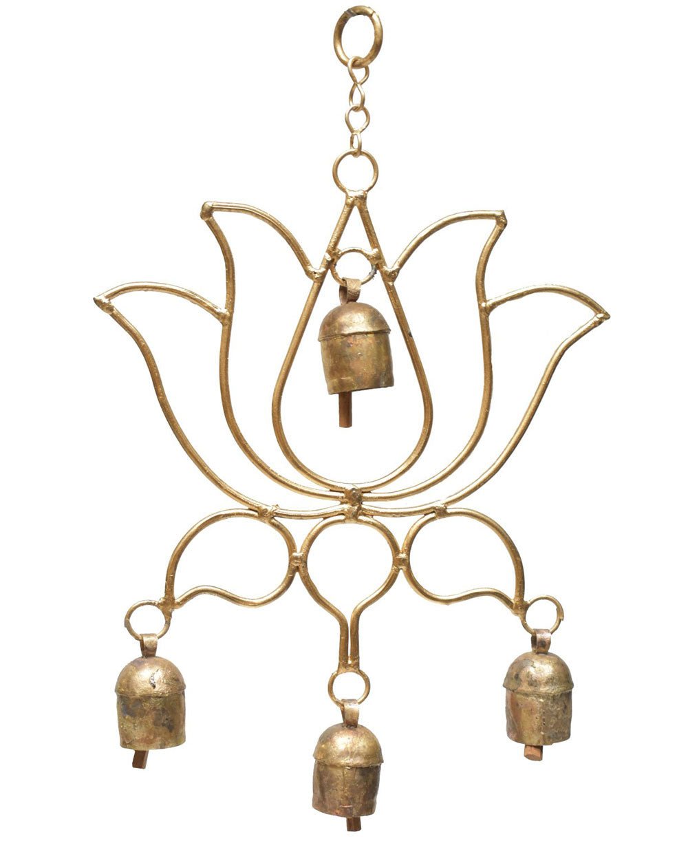 Blossoming Lotus Chime with Indian Bells - Wind Chimes