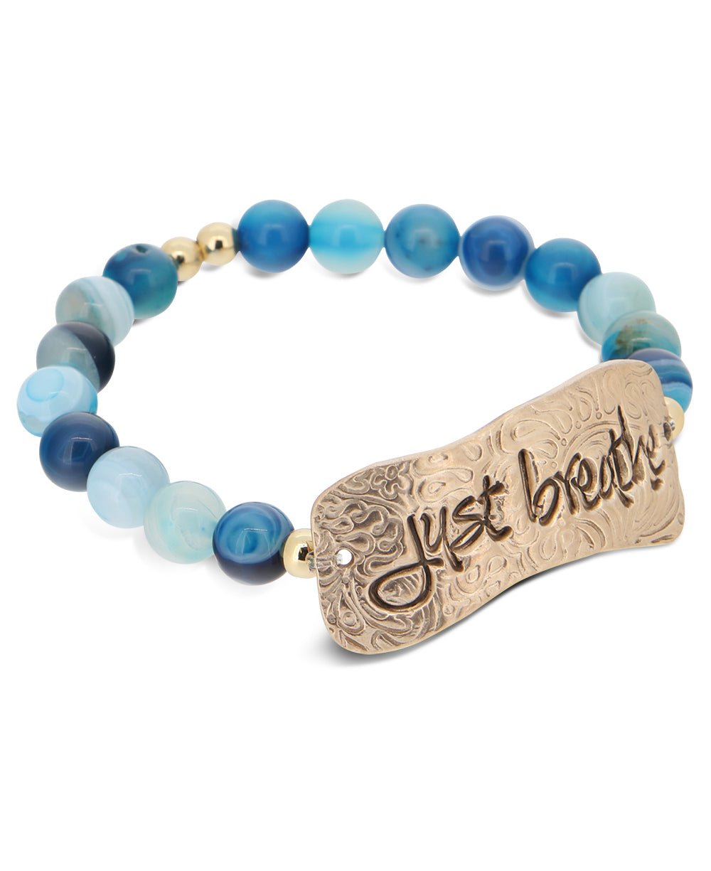 Blue Agate Just Breathe Mindful Stretch Bracelet - Bracelets