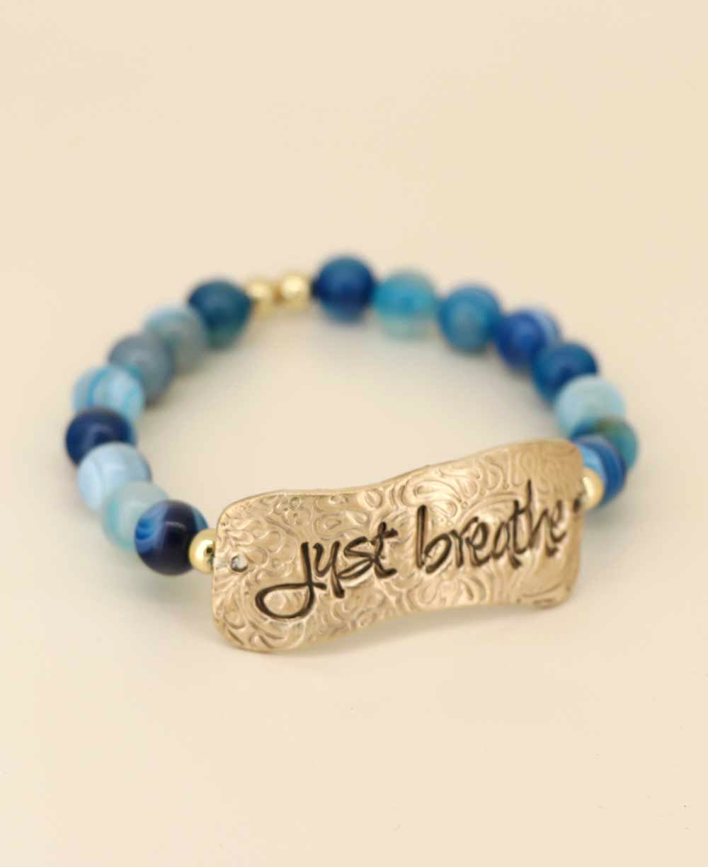 Blue Agate Just Breathe Mindful Stretch Bracelet - Bracelets