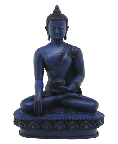 Blue Buddha Statue in Earth Touching Pose -