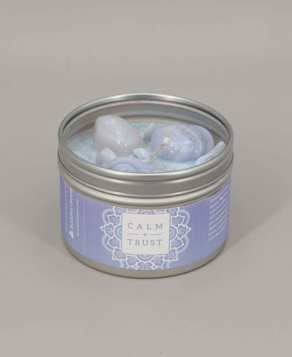 Blue Lace Agate Gemstone Aromatherapy Candle for Calm - Candles