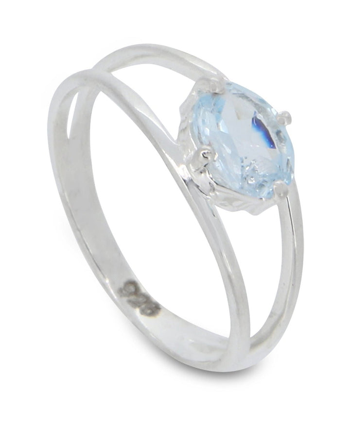 Blue Topaz Gemstone Sterling Silver Ring - Rings Size 6
