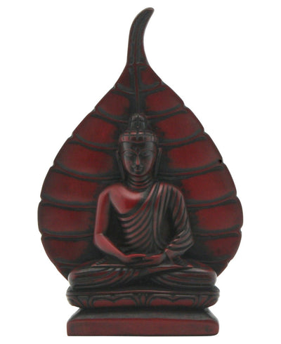 Bodhi Leaf Buddha Statue, Red - Sculptures & Statues