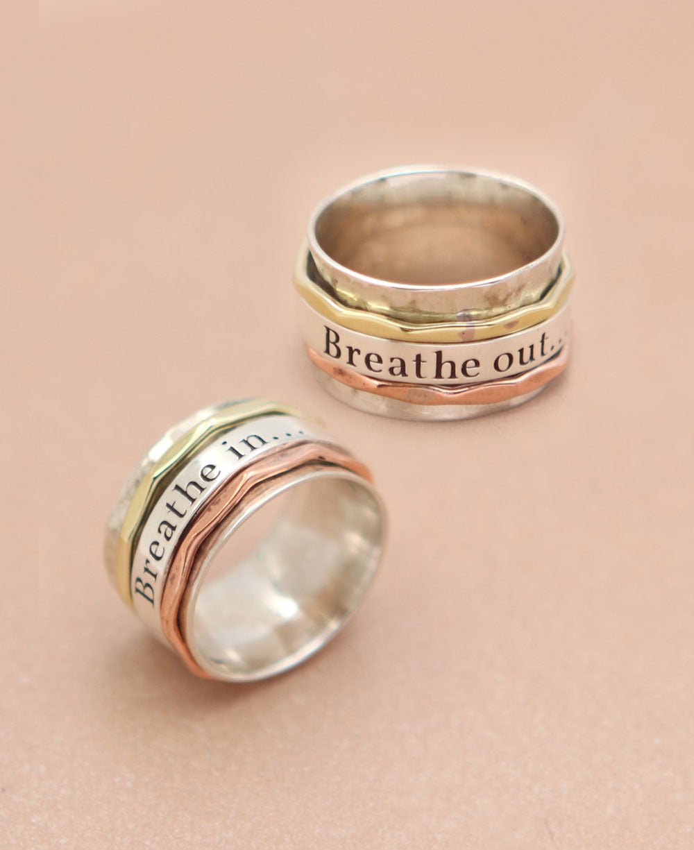 Breathe In, Breathe Out Spinning Meditation Ring - Rings Size 6