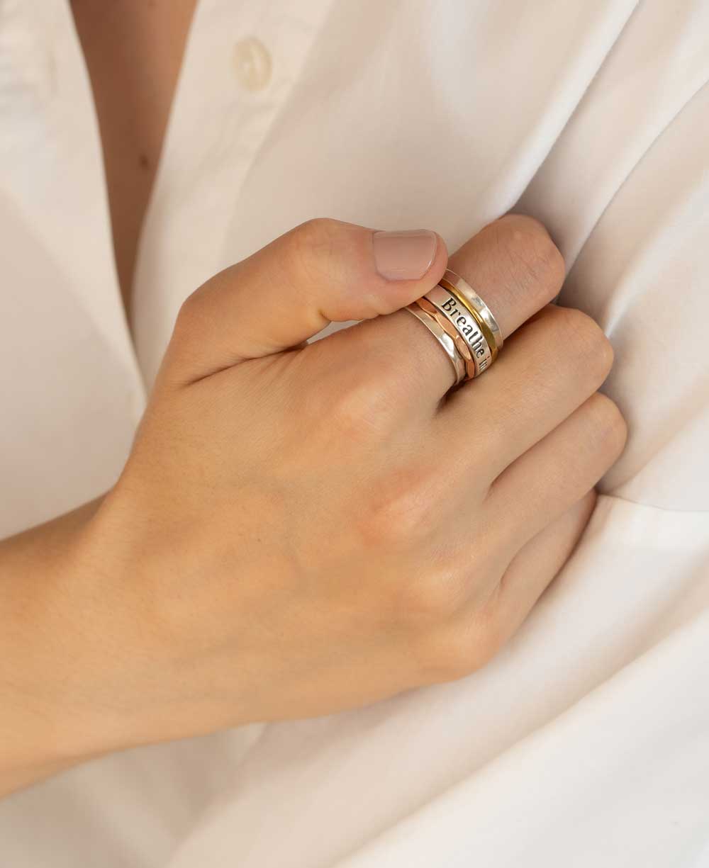 Breathe In, Breathe Out Spinning Meditation Ring - Rings Size 6