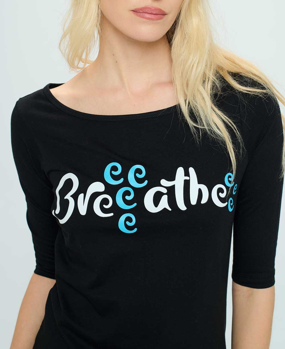 Breeeatheee Elbow Length Sleeve Yoga Inspired Cotton Tee - Shirts & Tops S