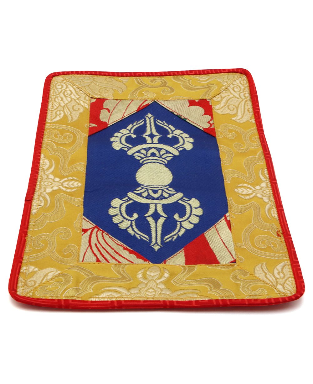 Brocade Dorje Altar Mat in Yellow, Blue and Red - Home & Garden