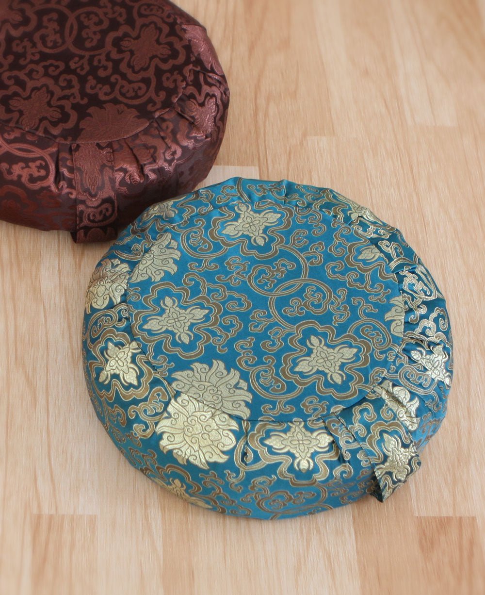 Brocade Zafu Cushion in Regal Jewel Tones - Massage Cushions Teal