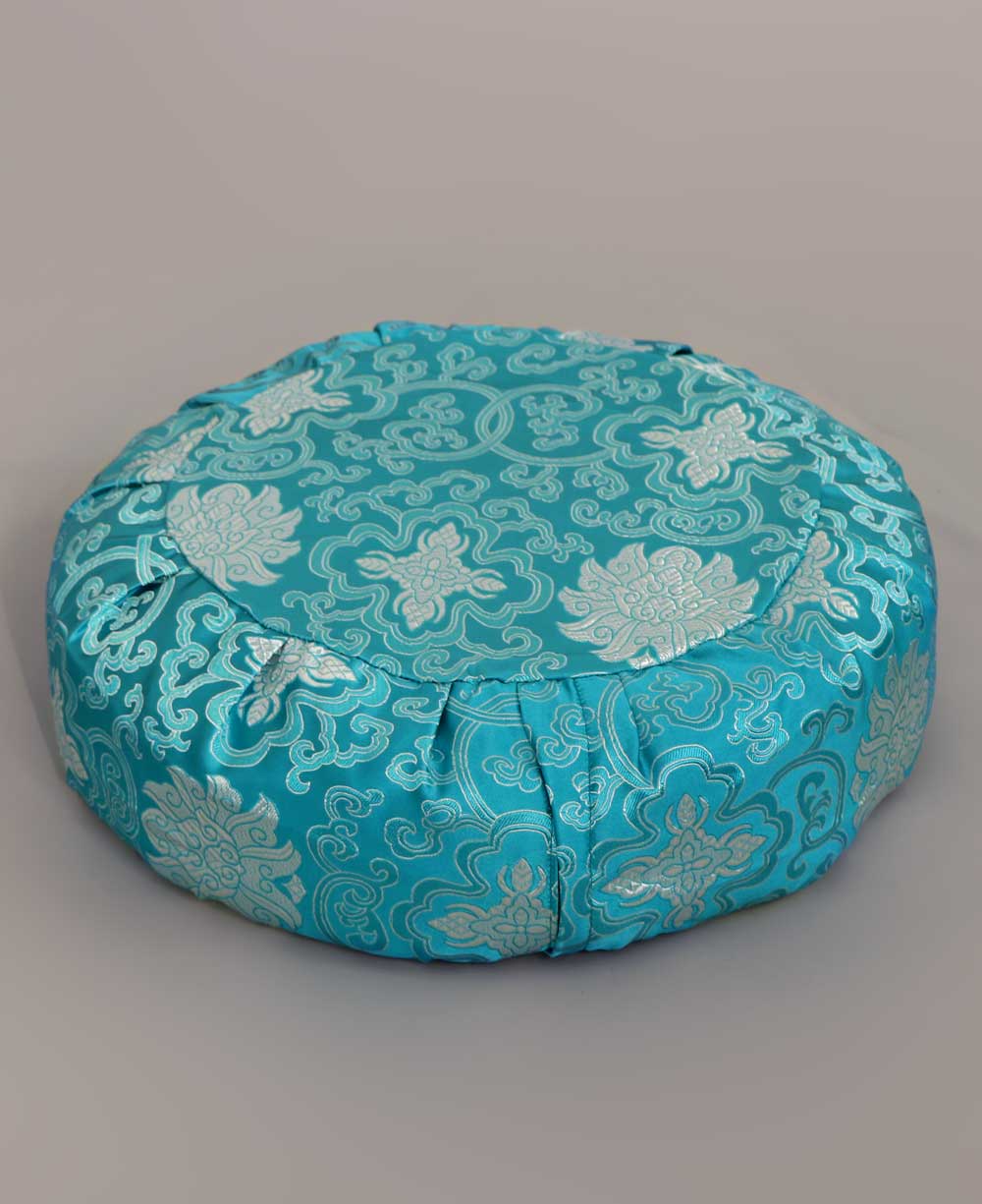 Brocade Zafu Meditation Cushion in Turquoise Blue - Massage Cushions