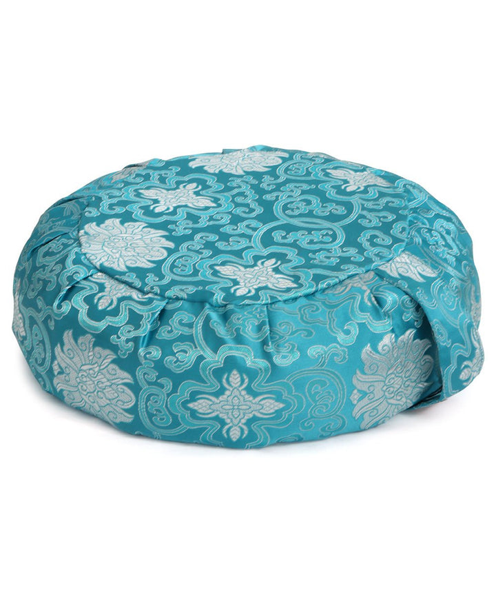 Brocade Zafu Meditation Cushion in Turquoise Blue - Massage Cushions