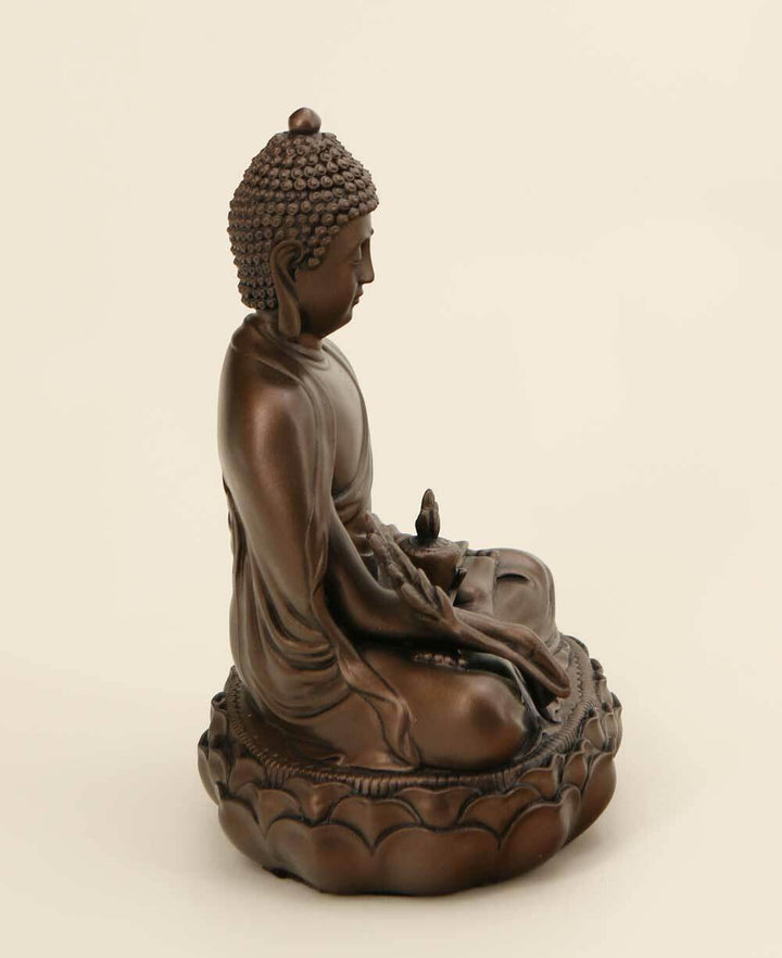 Bronze Tone Medicine Buddha Healing Statue, 6.5 Inches - Sculptures & Statues