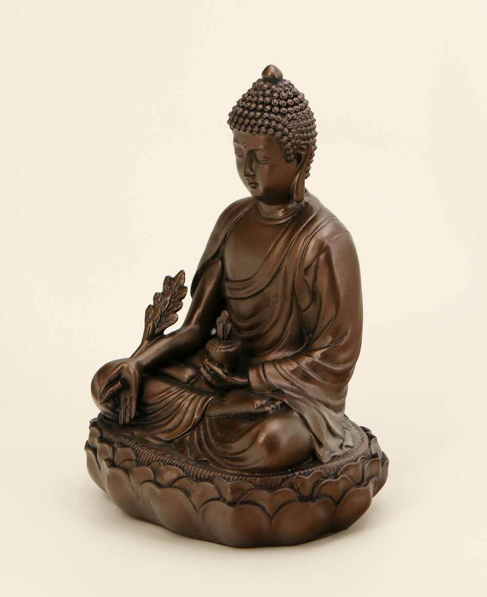 Bronze Tone Medicine Buddha Healing Statue, 6.5 Inches - Sculptures & Statues