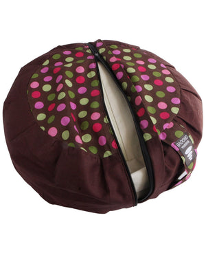 Brown and Multicolor Polka Dot Zafu Cushion - Massage Cushions