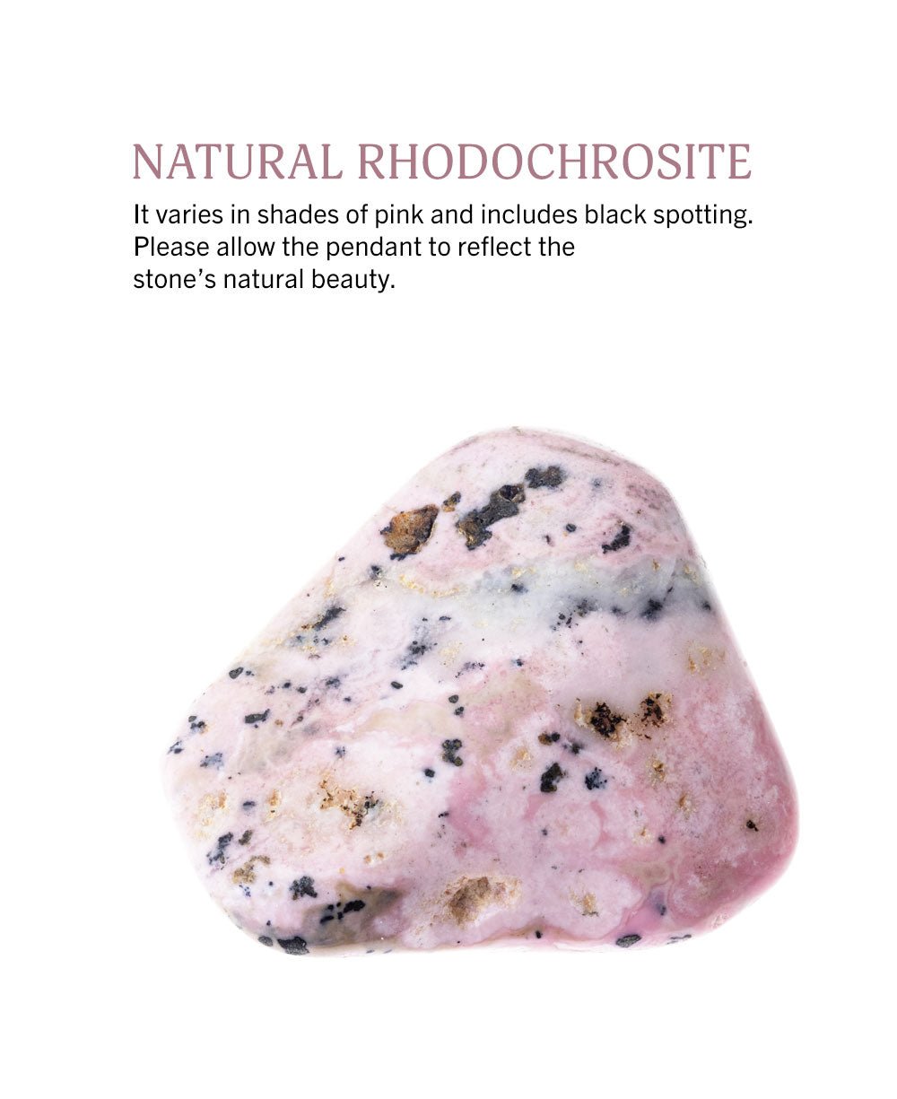 Brushed Sterling Silver Rhodochrosite Triple Lotus Pendant - Pendant